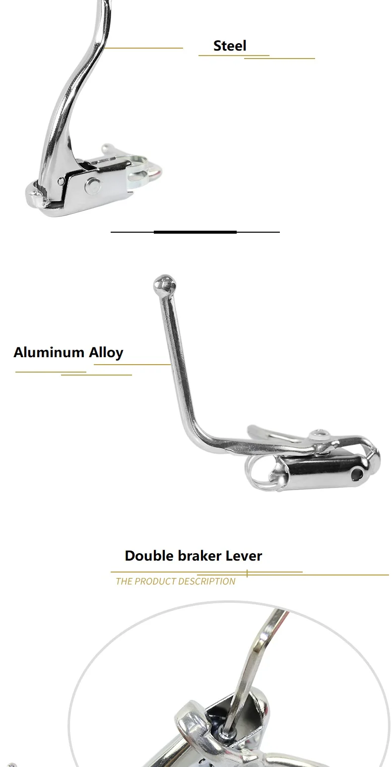Retro Bicycle Double Brake Lever 22.2mm Racing Bike Brake Lever Road Handlebar/Bent Bar Bike Parts Cycling Black/Silver DC165