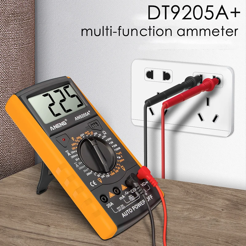 DT9205A + цифровой мультиметр AC/DC Профессиональный транзистор тест er Электрический