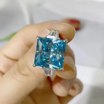 

Real 925 sterling silver square Zircon 12*12mm gemstone citrine yellow blue pink topaz Crystal Stone Ring wedding party Jewelry