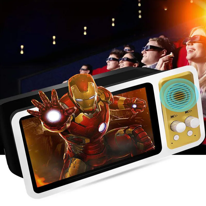 Black Bluetooth 3D лупа USB прямого заряда излучения стереоскопический 3D усилитель экрана мобильного телефона с аудио ТВ лупа - Цвет: Black
