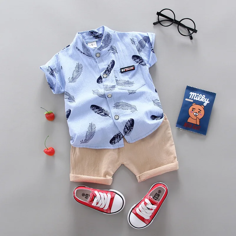 New Summer Baby Clothing Children Boys Fashion Printed Shirt Shorts 2Pcs/Sets Toddler Casual Cotton Clothes Suit Kids Tracksuits 4