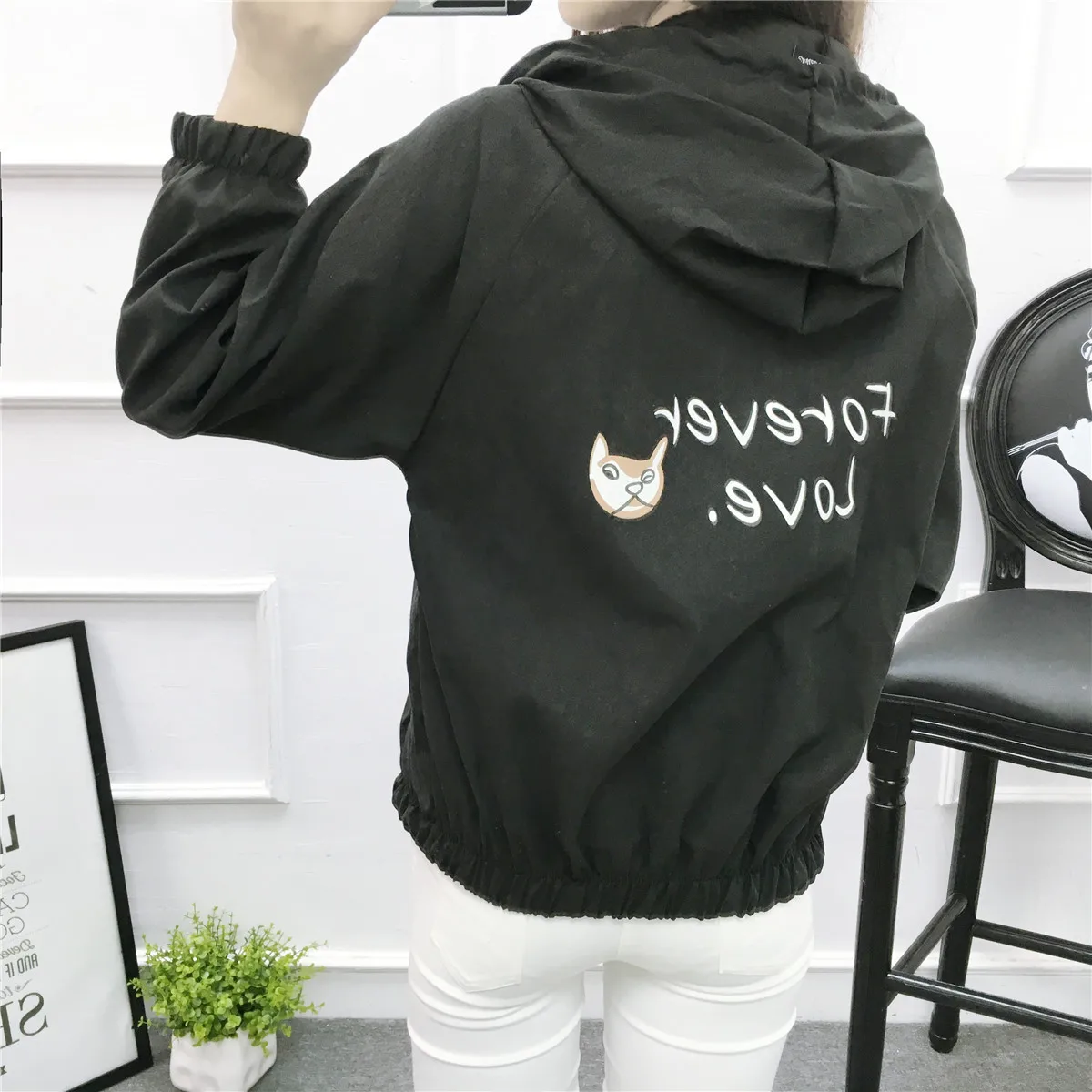 

2018 Autumn New Style BF Harajuku-Style Smiley Applique Students Thin Baseball Uniform Coat College Style Jacket