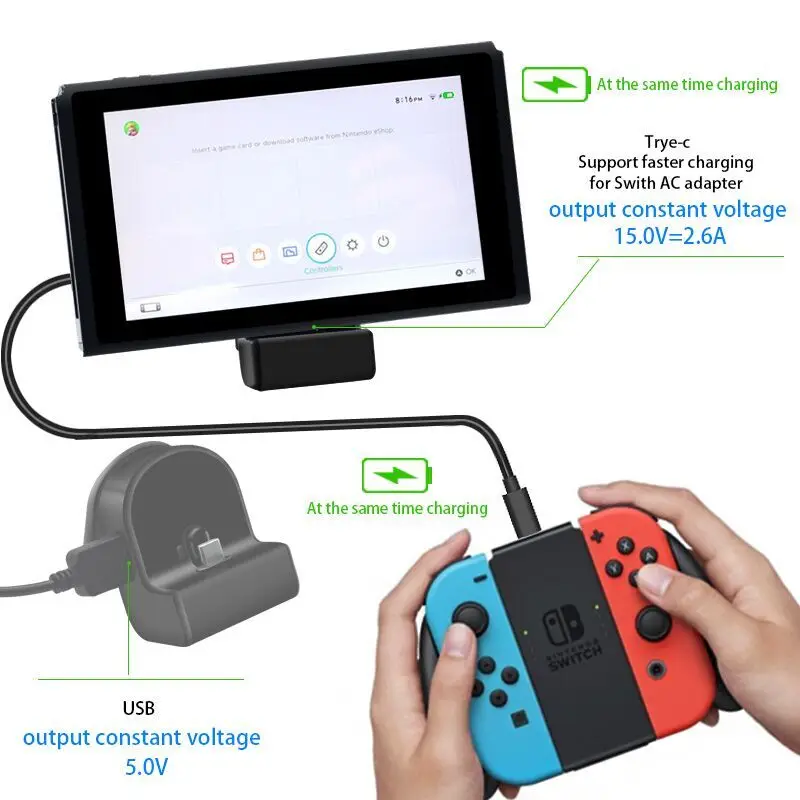 Type C For Nintendo Switch Charge Dock Adjustable NS Charger Stand Adapter Station Nintend Lite 2 in 1 | Электроника
