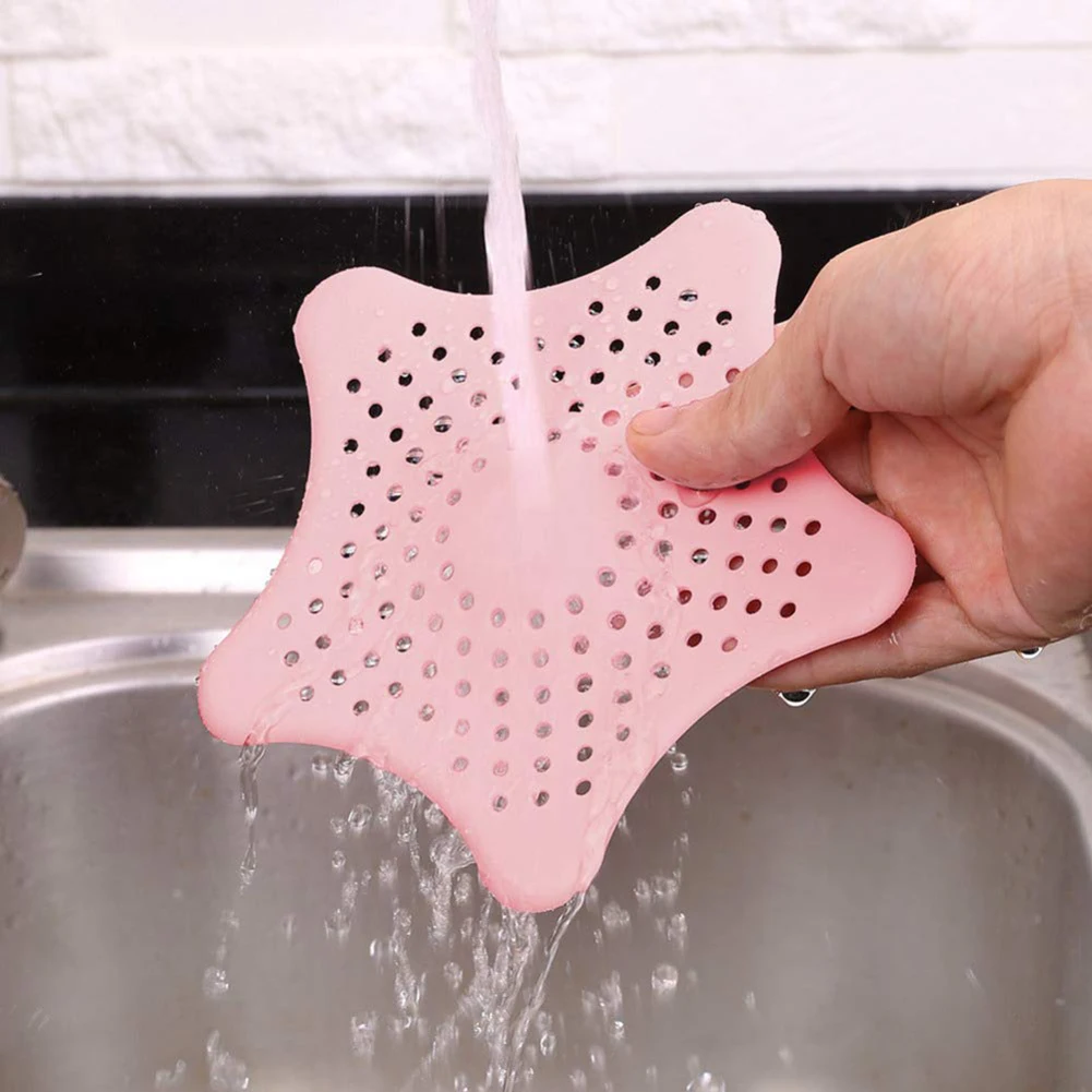 Silicone Star Shape Kitchen Sink Strainer Shower Drain Hair Catcher Anti-Clogging Floor Sink Filter Bathroom Kitchen Accessories
