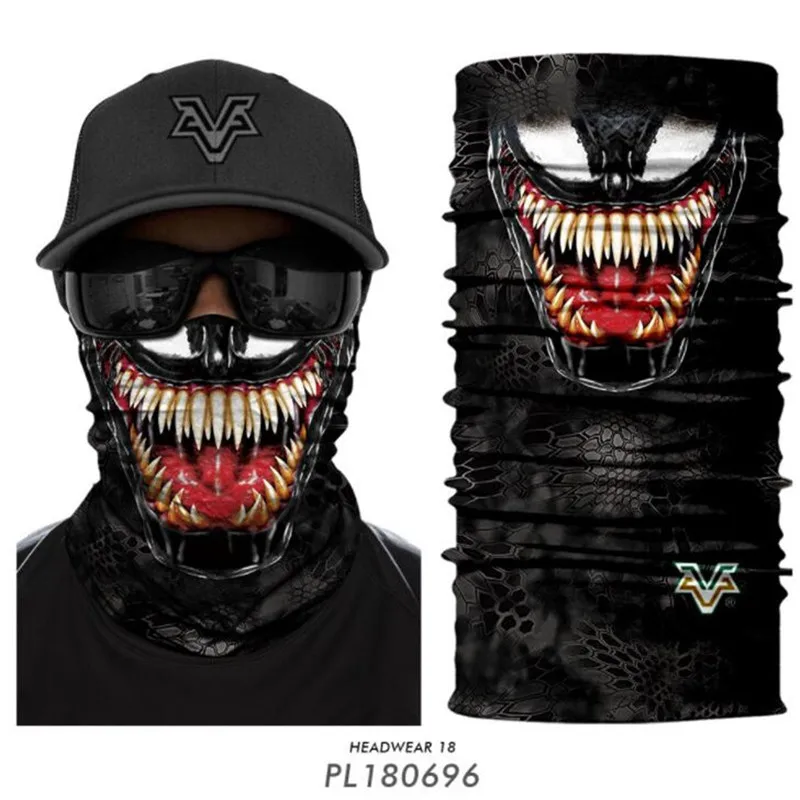 Movie Venom Anime Hoodie Skull Seamless Balaclava Magic Scarf Headwear Outdoor Sports Bandanas Cycling Hiking Mask Neck Gaiter - Цвет: PL180696