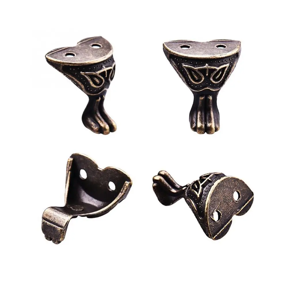 4 Pcs New Antique Style Alloy Material Box Wood Case Decorative Feet Leg Corner Furniture Legs
