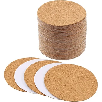 

100Pcs Self-Adhesive Cork Round Self-Adhesive Cork Coaster, Cork Mat, Cork Coaster and DIY Craft Supplies