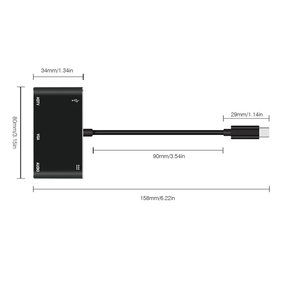 Тип C адаптер 5 в 1 Thunderbolt 3 Тип usb C концентратор к HDMI VGA 3,5 мм разъем USB адаптер с Тип-C Мощность доставки для MacBook Pro