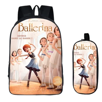 

16 Inch Ballerina 2PC Set with Pencil Case Students Backpacks DIY Printing Cool Children School Bags For Boys Kids Men Mochila