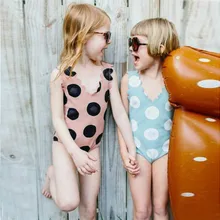 Купальник в горошек с оборками для маленьких девочек; Спортивный костюм; одежда для купания; купальный костюм для младенцев; цельный купальный костюм; милое бикини