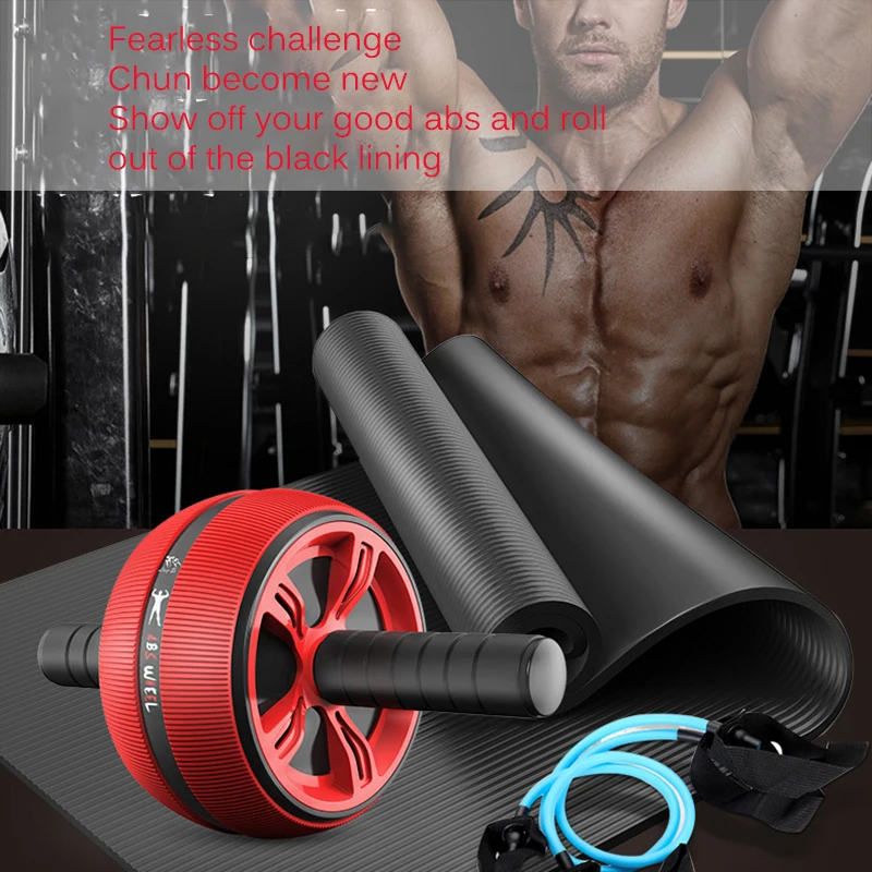 Silent Roller Fitness Abdominal Wheel Roller Trainer Equipment Gym Indoor Home Exercise Body Building Large Selfree