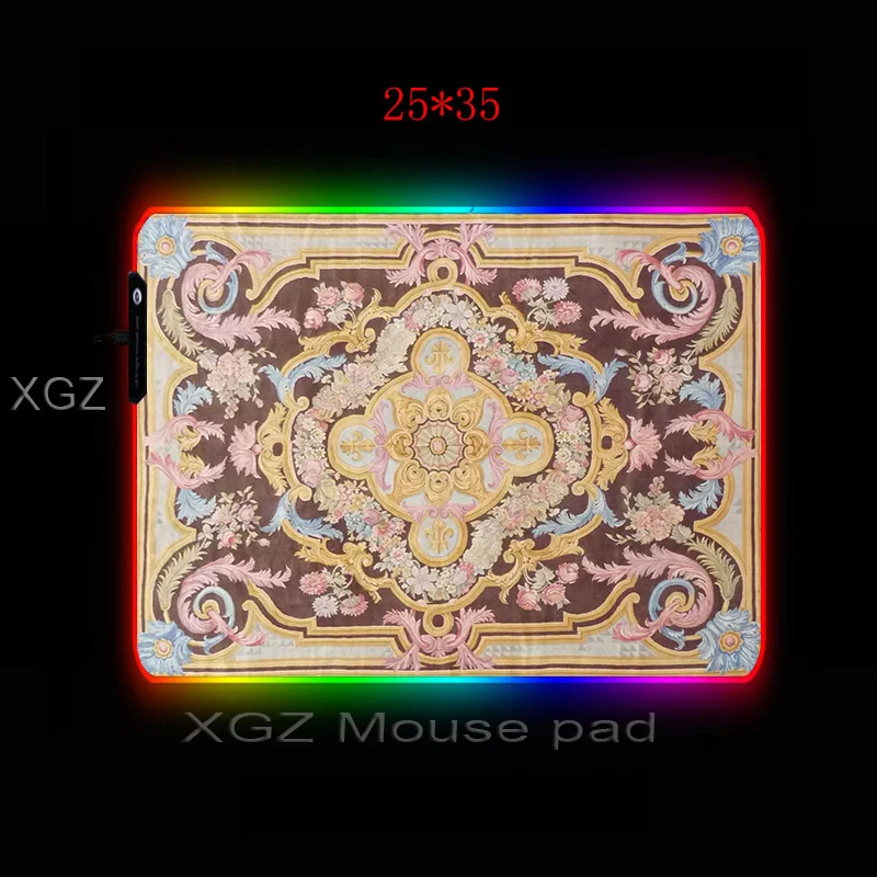  XGZ Hot Anime Girl Large RGB Mouse Pad Lock-edge Premium Pink Gold Persian Carpet Computer Desk Mat