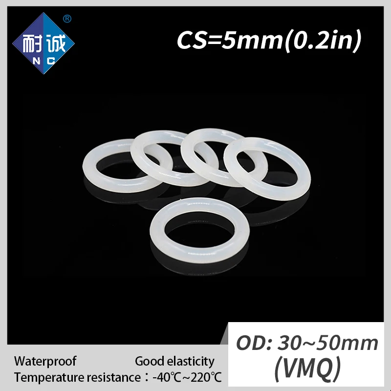 2 шт./лот силиконовое кольцо VMQ CS 5 мм OD30/35/40/45/50 уплотнительное Силиконовое
