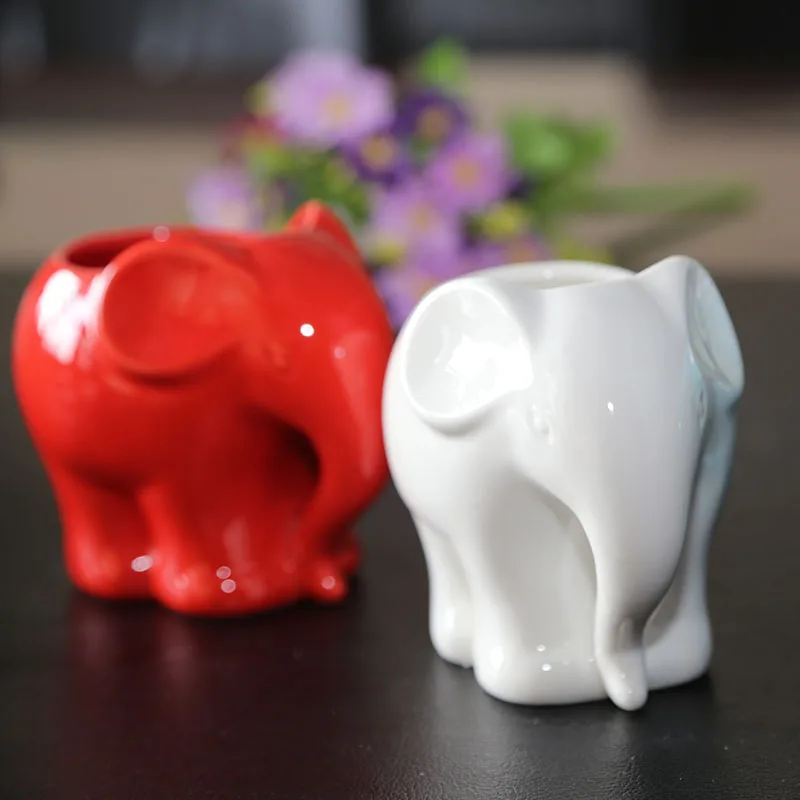 

1pc Ceramic Elephant Flower Pot Animals Shaped Succulent Planter Cactus Succulent Plants Flower Cute Flower Pot