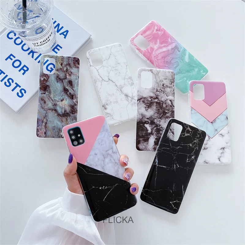 Luxury Marble Phone Case For Samsung Galaxy A51 A71 M51 A12 A42 A21S A31 A41 A01 A50 A70 A20E A30 A40 Silicone soft Back Cover cute samsung phone case
