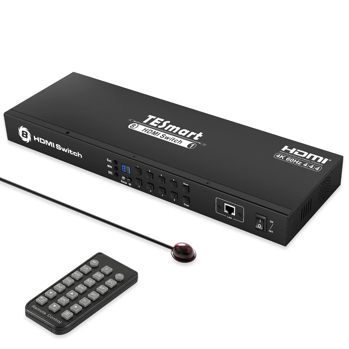 HDMI Interruttore 8x1Console Rack Mount Interruttore USB 2.0 Switch HDMI 8 Porte Condividere con 8 PCs RS232 Porta LAN IR controllo 4K @ 60Hz 8 Porte