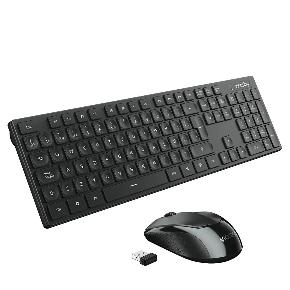 

VicTsing Keyboard Mice Set Comfortable Cordless Keyboard and Optical Mice Set Quick Responsive Spanish game fans exclusive