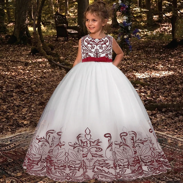 Adolescente branco vestidos de dama de honra para meninas elegantes  crianças menina rendas princesa vestido de