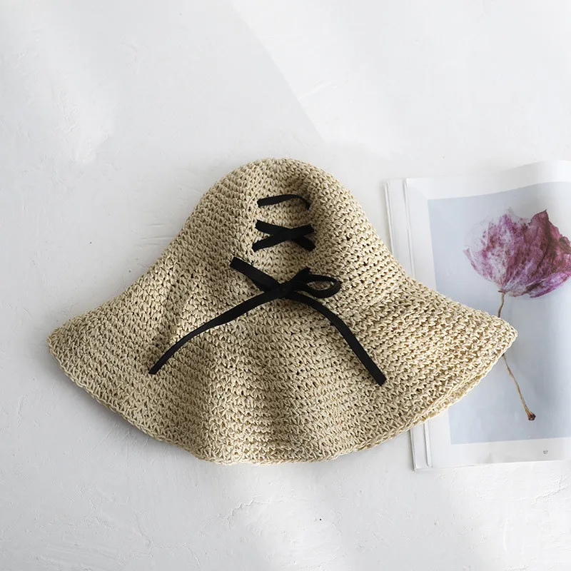 chapeau femme Floppy Straw Hats Casual Vacation Travel Wide Brimmed Sun Hats Beach Hats For Women With Big Heads cap 41