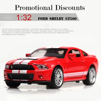 

New diecast 1:32 Scale Cars Zinc alloy Model Ford Mustang King of Sound Light Car pull back Suspension Premium kids toys boys