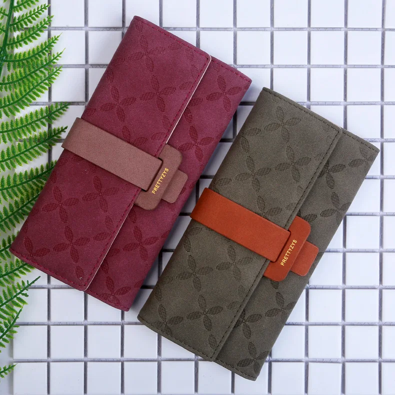 

New Style Long Wallet Multi-functional Girl'S Clutch Bag Large Capacity Purse 3 off Students Buckle Leather Wallet