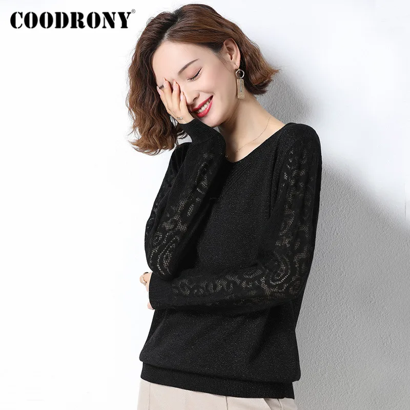 

COODRONY Brand Streetwear Fashion Floral V-Neck Sweaters Female Autumn Winter Casual Slim Pullover Women's Clothing W1036
