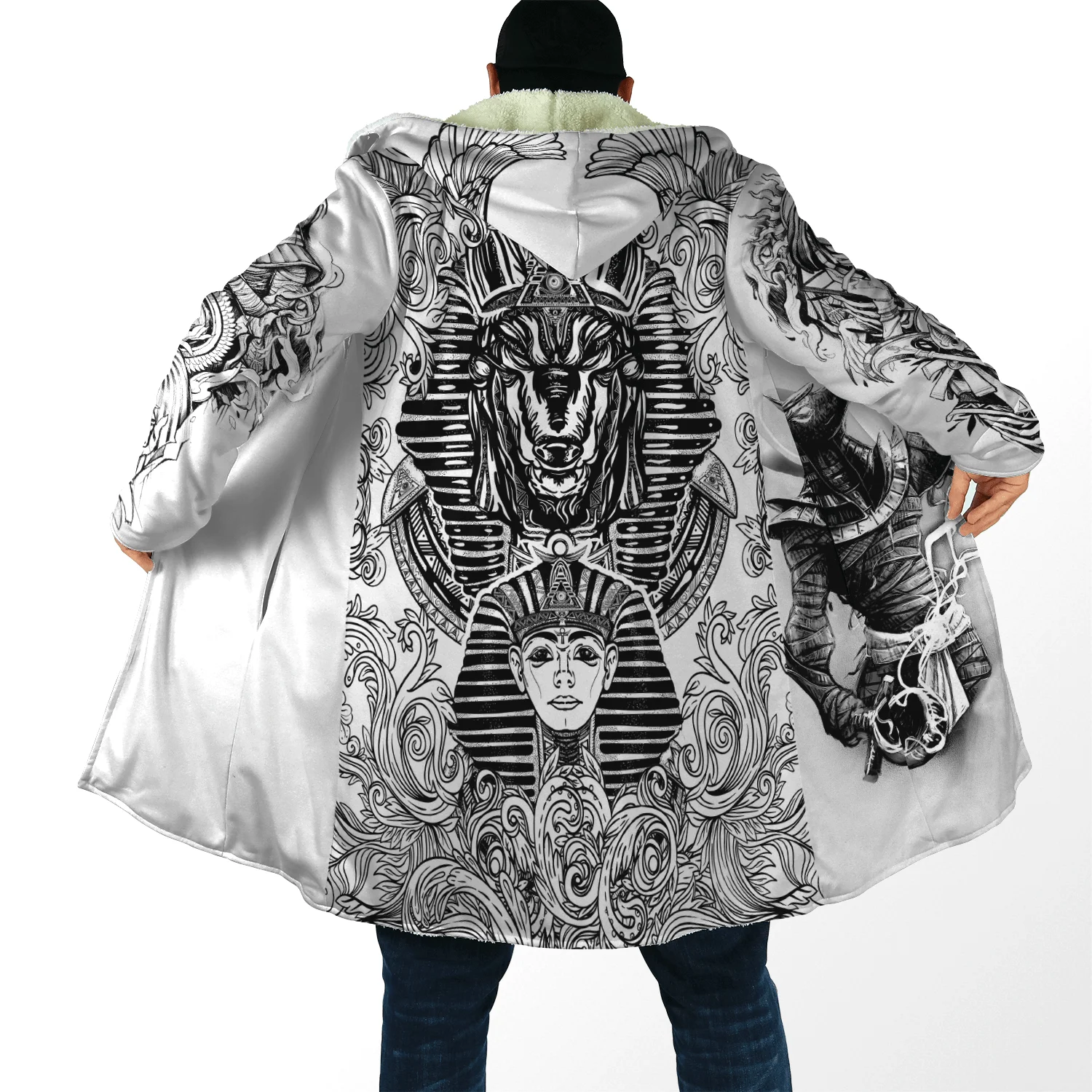 Winter Herren Mit Kapuze mantel Alte Ägypten Augen Von Horus 3D Druck Fleece wind breaker Unisex Casual Dicke Warme Kapuze mantel PF20 – Detail 4