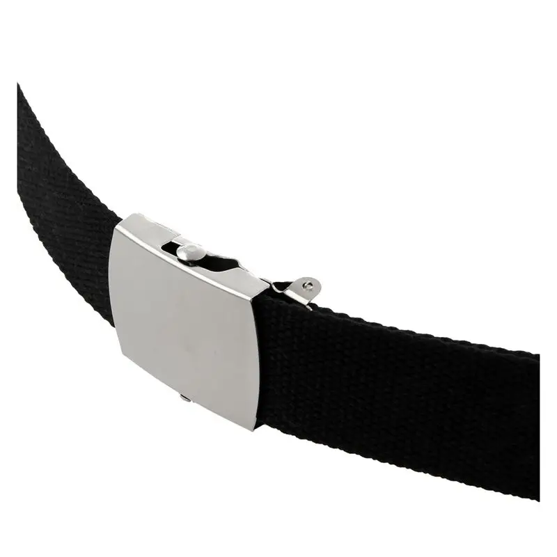 Canvas Belt Style with Silver buckle and Tip 43 inch Long(black