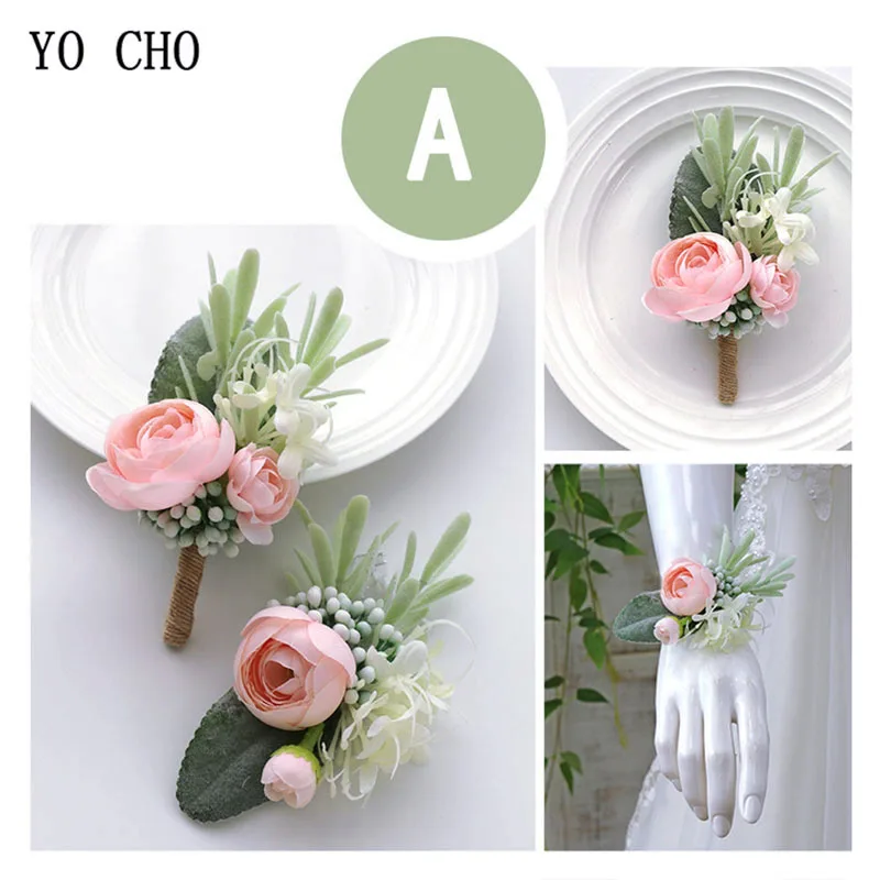 Dropshipping All'Ingrosso Di Seta Grande Rosa Da Sposa Polso Fiore Fiore Artificiale Da Sposa Corpetto Wedding Polso Corsage Del Partito Decor