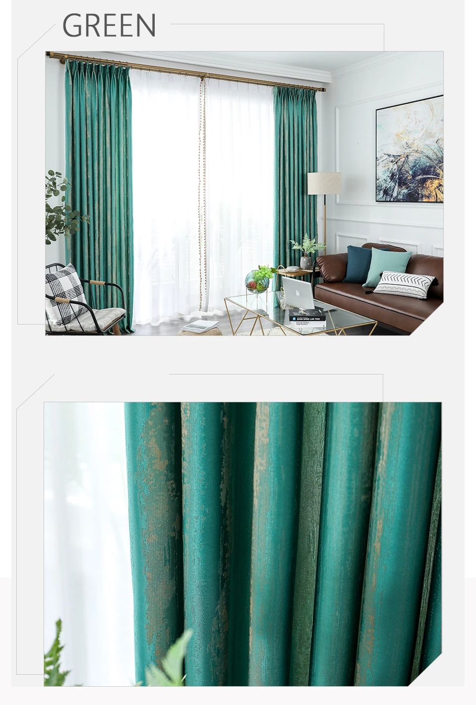 Light Luxury Simple Modern Curtain High-grade Blackout Curtains for Living Room Bedroom Nordic Ins Style Curtain Window Custom