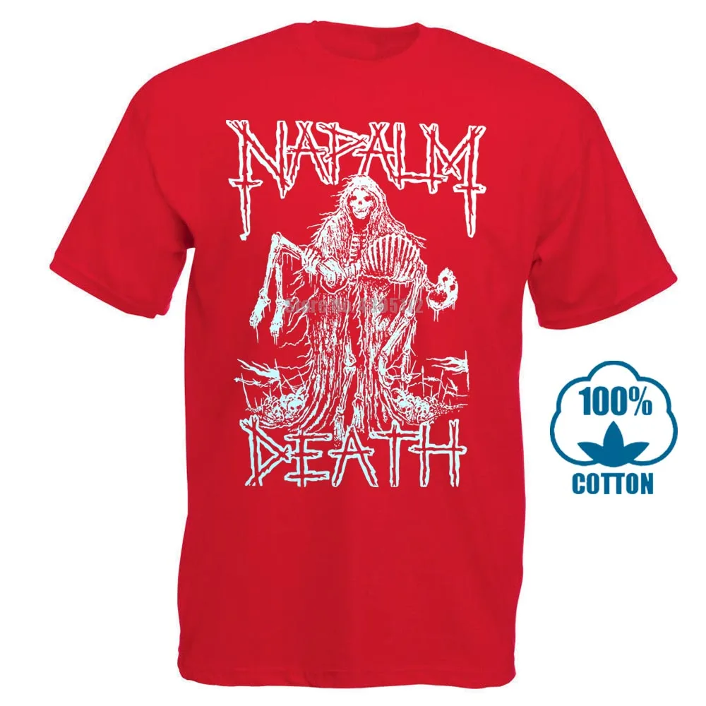 Napalm жнец смерти официальный футболка тяжелый металл s m l Xl 2Xl хлопок свободные короткий рукав мужские рубашки 032107 - Цвет: Красный