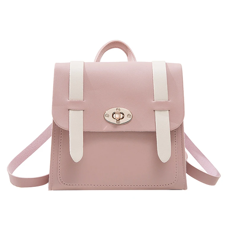 

UKQLING Small Fresh Women Backpack with Lock PU Leather Bag for Girls Tote Shoulder Bags Mini Backpacks Drop Shipping