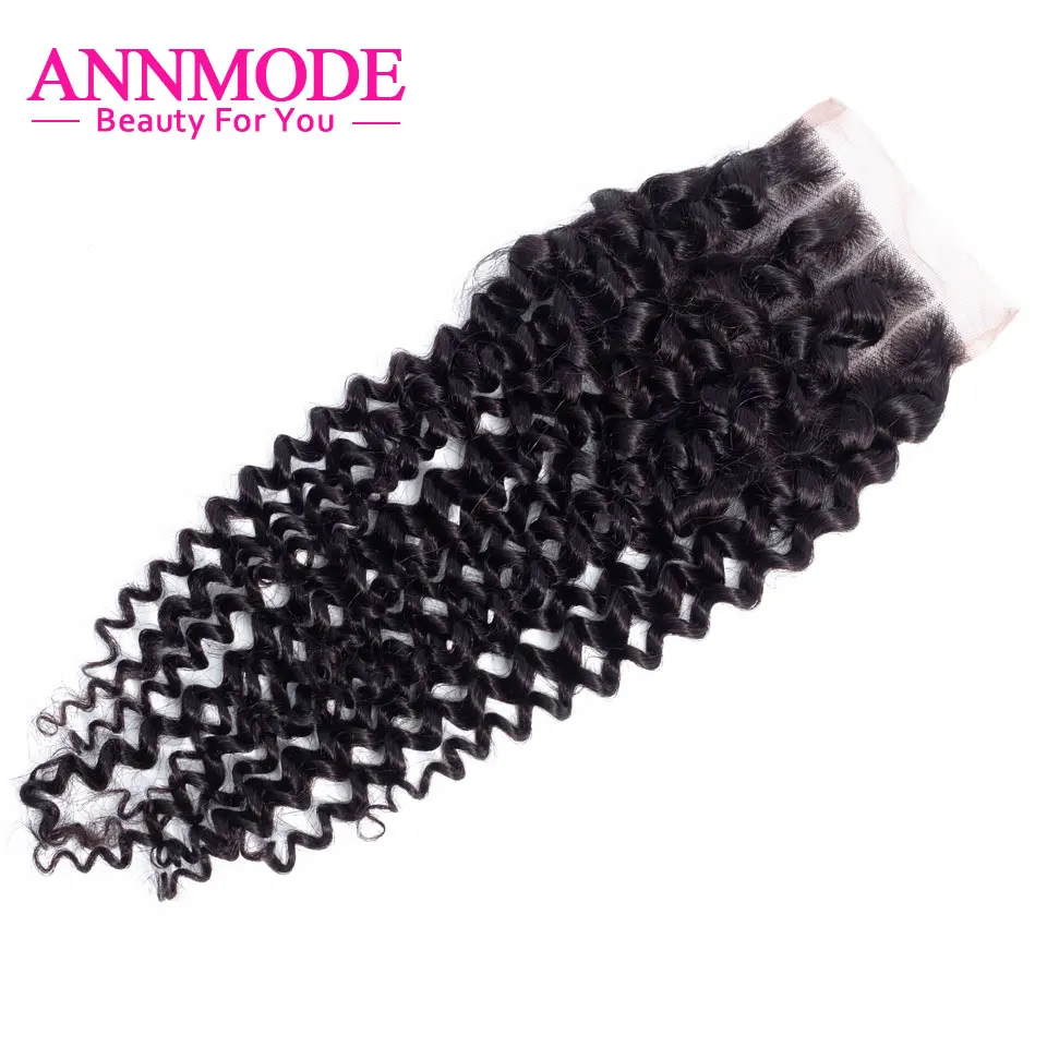 Annmode волос перуанские вьющиеся волосы синтетическое закрытие 4x4 дюймов швейцарская шнуровка 100% человеческие волосы синтетическое