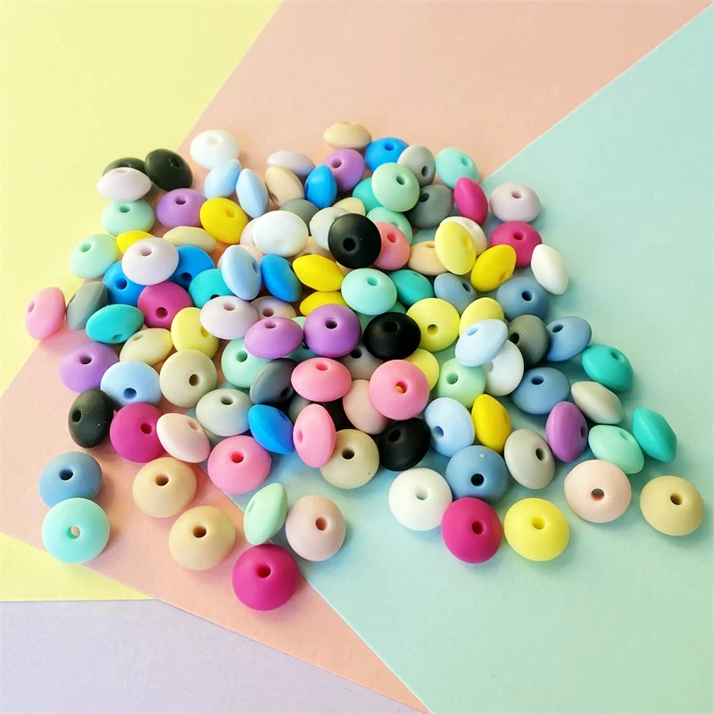 100개  치발기 진주 실리콘 비즈 주판 모양  치발기 감각 자극 DIY 수유 장난감