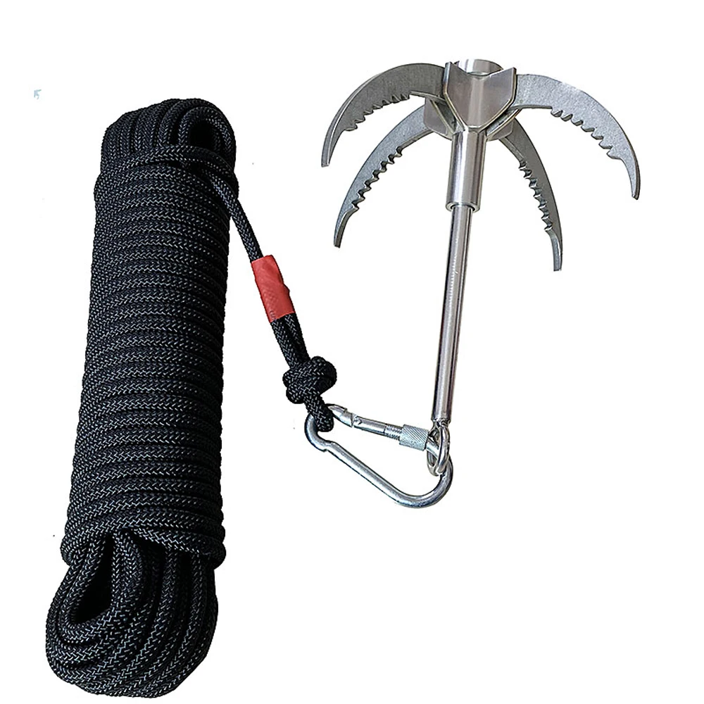 Rock Climbing Claw With Rope Folding Boats Anchor Grappling Hook Outdoor Tool WL 