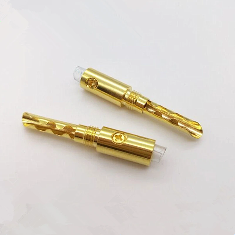 

2Pcs/lot Banana Plug 4MM 24K Gold Plated Copper Jagged 4mm Banana Plugs Speaker Connector Terminals Audio amplifier Adapter