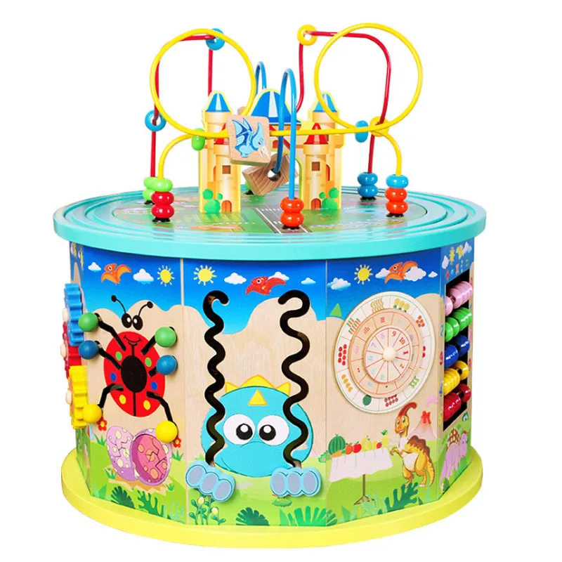 

Ten Multi-functional Children Large Bead-stringing Toy Treasure Chest Wooden Toys Baby Hands Brains Early Education