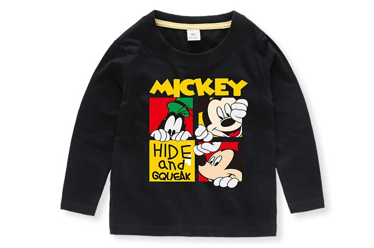 Детские футболки с изображением Диснея; топы с длинными рукавами с изображением Микки Мауса Для мальчиков; осенне-зимний хлопковый свитер для маленьких девочек; Детские футболки; Одежда для мальчиков