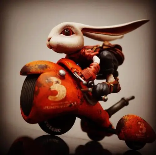 

1/12 Resin Model Building Kit Figure Rabbit riding a motorcycle
