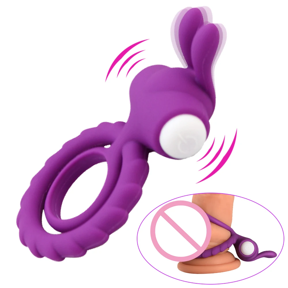 Вибратор с кольцом для пар силиконовый вибрирующий пенис интимные игрушки
