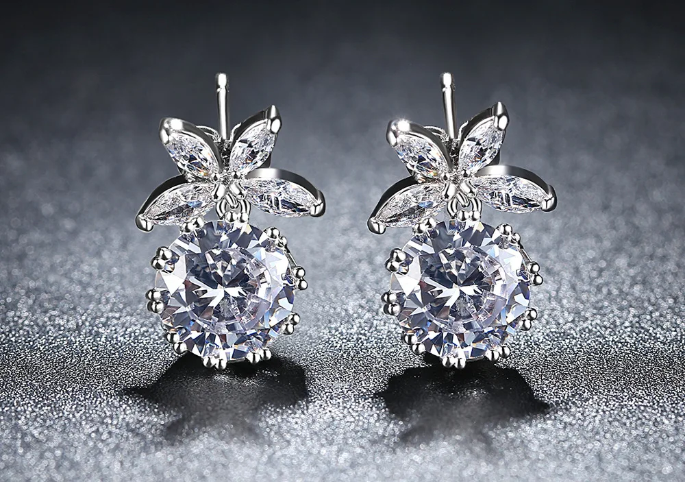 ZAKOL New Hot Shiny Cubic Zirconia Flower Round Dangle Earrings for Women Wedding Dinner Party Birthday Gift Jewelry FSEP2422