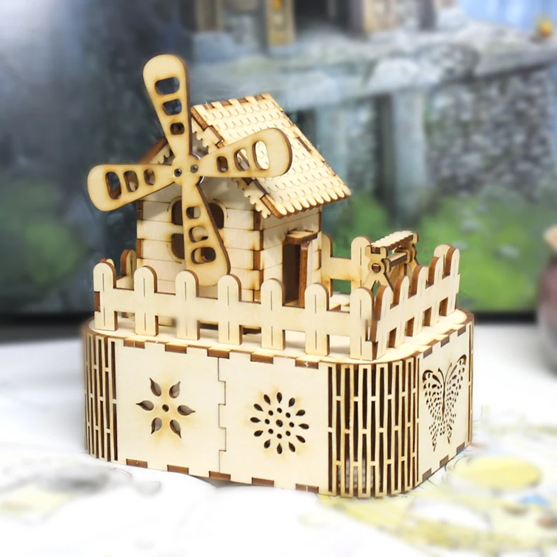 DIY 3D деревянный забор хижина музыкальная шкатулка Заводной домашний декор романтический Пасхальный подарок для любимых друзей детей