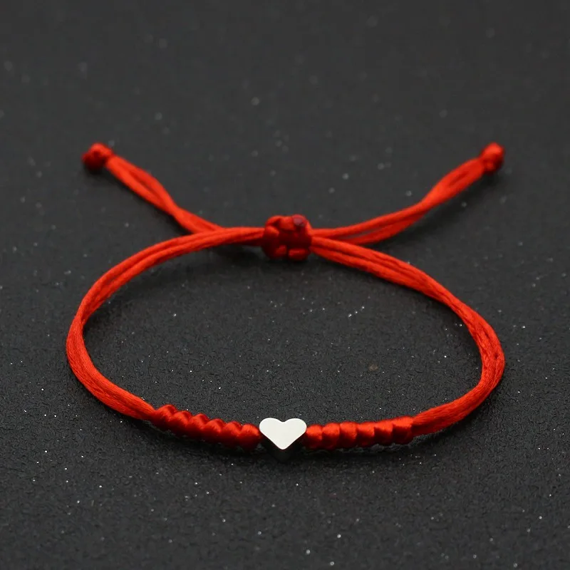 Couple Bracelets Jewelry Braided Charm Wish Red String Good-Lucky Adjustable Love Heart