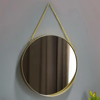 

Wall Hanging Mirror with Chain Bedroom Gold Frame Decorative Home Bathroom Decor
