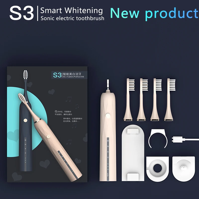 Sonic Electric Toothbrush Adults Oral Care Ultrasonic Automatic Teethbrush Teeth Whitening Massage Gum 4Pcs Tooth Brush Heads Sonic Electric Toothbrush Adults Oral Care Ultrasonic Automatic Teethbrush Teeth Whitening Massage Gum 4Pcs Tooth Brush Heads