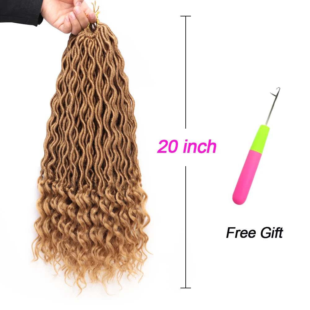 MODERN QUEEN Ombre Faux Locs Crochet Braid Hair Bohemian Faux Locs Curly Braiding Hair Synthetic Braids Hair - Цвет: #27