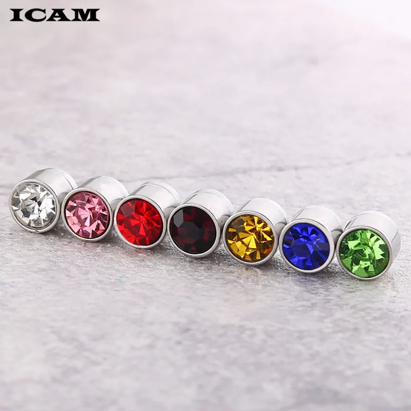 ICAM 1 Pair Trendy Crystal Stud Earrings multicolor Rhinestone Magnet for Men Women No Pierced Hole | Украшения и аксессуары