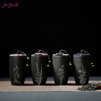 

JIA-GUI LUO Ceramic tea box Dried fruit storage cans Sealed bottle Tea Accessories Pu'er Tieguanyin gift D017