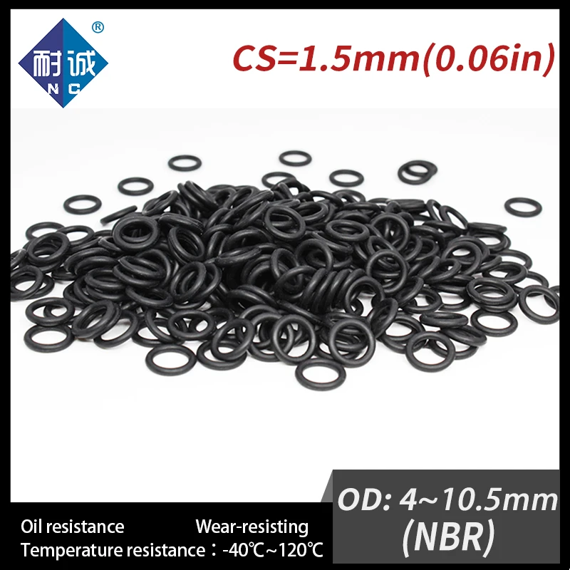 300 개/몫 고무 검정색 NBR CS1.5mm OD4/4.5/5/5.5/6/6.5/7/7.5/8/8.5/9/9.5/10/10.5mm O 링 가스켓 내유성 방수-.-