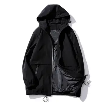 

Men's Autumn Winter Outdoor Solid Color Casual Mid-length Hooded Jacket Coat Outwear Plus Size windbreaker streetwear roupas